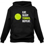TeeStars – Eat Sleep Tennis Repeat – Gift forTennis Player Sports Hoodie Medium Black