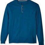 Hanes Men’s Long-Sleeve Elephantine Henley T-Shirt – Medium – Petro Teal