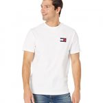 Tommy Hilfiger mens Tommy Jeans Instant Sleeve Logo T Shirt, Shining White, Shrimp US