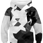 Childhood Hoodies for Boys White and Dark Lengthy Sleeve Hoodys with Huge Pocket Humorous Geometry Patterns Hooded Pullover Young of us Crewneck Athletic Sweatshirts Unisex…