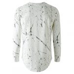 Tops for Men Hem Printed Model Long Sleeve Slim Fit Stable Colour T-Shirt Autumn&Chilly climate Casual Mild-weight Shirt Tee (03 White, M)
