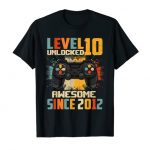 10th Birthday Boy Stage 10 Unlocked Good Since 2012 Gamer T-Shirt