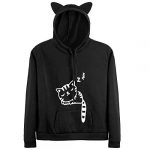 Cat Hoodies for Ladies Teen Ladies Cat Ear Snoozing Cat Sprinted Pullover Sweatshirt (Murky,L)
