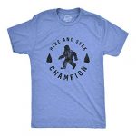 Mens Conceal and Recognize Champion T Shirt Droll Bigfoot Tee Humor Cool Graphic Print (Heather Light Blue) – L