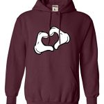 Crawl All Out Medium Maroon Adult Mickey Coronary heart Palms Sweatshirt Hoodie