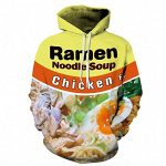 Keasmto 3D Ramen Rooster Noodle Soup Hoodies Sweatshirts for Men Women folk Cotton Dazzling Medium