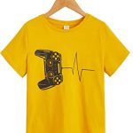 WDIRARA Boy’s Gamer Heartbeat T-Shirt Video Sport Lover Shirt T-Shirt Yellow 13-14Y