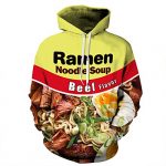Keasmto 3D Ramen Beef Noodle Soup Hoodies Sweatshirts for Men Females Cotton Adorable Tremendous