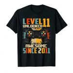 11th Birthday Boy Level 11 Unlocked Excellent Since 2011 Gamer T-Shirt