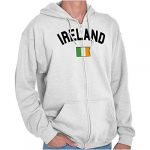 Irish Flag Ireland Soccer Fan Pleasure Zip Up Hoodie Mens Womens White