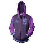 JINX Overwatch Varsity Sombra Men’s Gamer Zip-Up Hoodie, Pink/Pink, Puny