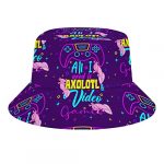 All I Need is Axolotl & Video Video games Bucket Hat, Packable Summer Solar Caps Beach Lope Fisherman Hats for Females Men Teen Girl