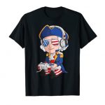 George Washington Gamer Fourth Of July USA Flag Boys T-Shirt
