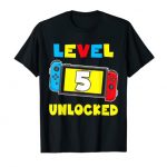 Diploma 5 Unlocked 5th Birthday Shirt Video Sport 5 Year Outmoded T-Shirt