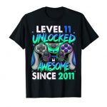 Stage 11 Unlocked Awesome Since 2011 11th Birthday Gaming T-Shirt