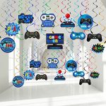 30 Pieces Video Sport Putting Swirl Decorations Provides, Sport Controllers Signal Sport on Theme Birthday Foil Ceiling Streamers for Boys Gamer Video Sport Birthday Acquire…