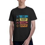 Classic Eat Sleep Game Shirt – Mens Video Game Shirts Humor Gamer Tees – Novelty Gaming Birthday Gift Tshirt Black Immense