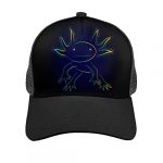 Stylized Rainbow Axolotl Print Baseball Cap for Men’s & Women’s Adjustable Breathable Mesh Sports Hat