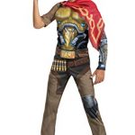 Conceal Overwatch McCree Costume, Video Sport Impressed Character Outfit for Early life, Muscle Padded Jumpsuit, Little one Size Massive (10-12), Brown & Crimson, 104549G
