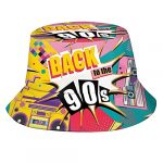 Retro Bucket Hat 80s 90s Icons Summer Unisex Geometric Print Mosey back and forth Sea hotfoot Fisherman Hat