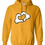 Skedaddle All Out Agreeable Gold Grownup Mickey Coronary heart Hands Sweatshirt Hoodie