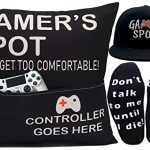 Gamer Items for ​ Teenage Boys Ladies Males Adults Gaming Room Décor Game Pillow Covers 18X18 Inches + Game Socks + Gamer Hat by Gamer’s…