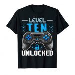 Level 10 Unlocked Video Gamer tenth Birthday Gamer Reward Boys T-Shirt