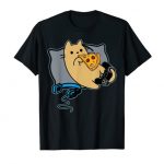 Nerdy Pizza Ingesting Gamer Cat Sport Paused T-Shirt
