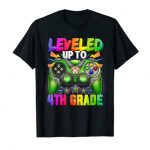 Leveled Up To 4th Grade Gamer Lend a hand To College First Day Boys T-Shirt