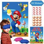 (24 Stickers) Video Recreation Gain collectively Recreation – Pin The Nostril On The Face & Pin The M Insignia On The Hat – Brother Recreation…