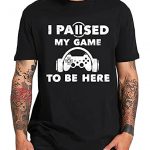 I Paused My Sport to Be Right here Shirt Gamer Gaming Tshirts for Males Silly Humor Shaggy dog story Video Sport Shirts Dusky
