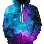 Unisex Lifelike 3D Print Galaxy Pullover Hooded Sweatshirt Hoodies with Mammoth Pockets,s/m,Purple Blue Galaxy