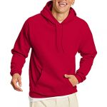 Hanes Men’s Pullover Ecosmart Hooded Sweatshirt, Deep Crimson, XXX-Shiny