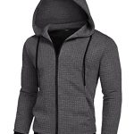 COOFANDY Males’s Prolonged Sleeve Slim Match Lightweight Zip Up Hoodie Sweatshirts With Kanga Pocket Darkish Gray S