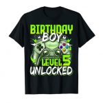 Birthday Boys Level 5 Unlocked Video Gamer Birthday T-Shirt