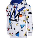 SCREENSHOTBRAND-F11971 Mens Urban Hip Hop Top payment Fleece Hoodie – Pullover Long Sleeves Activewear Avenue Vogue Print Fleece-White/Pop-Medium