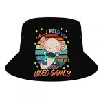 All I Need is Axolotl & Video Games Bucket Hat Seashore Fisherman Hats for Girls Men Youngsters Packable Summer season Solar Hats Shuttle Outdoors Cap…