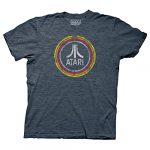 Ripple Junction Atari Distressed Logo in Circles Vintage Gaming Adult Retro T-Shirt Formally Licensed Medium Heather Navy