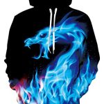 Ahegao Unisex Adult Plus Dimension Fleece Hoodie Jackets Laughable Dark Blue Flaming Fireplace Dargon Printed Long Sleeve Warm Hooded Sweatshirts with Pocket for Womens Man…