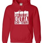 XX-Colossal Red Mens Straight Outta Chi-Town Humorous Chicago Sweatshirt Hoodie
