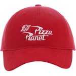 Thought One Disney Pixar Toy Story Pizza Planet Supply Embroidered Logo Cotton Adjustable Baseball Cap with Curved Brim, Red, Medium