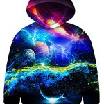 Asylvain Boys Girls Galaxy Hoodies 3D Print Graphic Blue Hoodie for Teens with Pocket, 8-10 Years