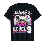 Gamer Woman Stage 9 Unlocked Video Sport ninth Birthday Gift T-Shirt