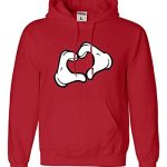 X-Natty Pink Mens Mickey Heart Hands Sweatshirt Hoodie