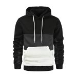 Rusaevon Men’s Fleece Pullover Hoodie Sweatshrits Drawstring Hooded Coloration Block Hoody for Men with Kangaroo Pocket Dim Microscopic