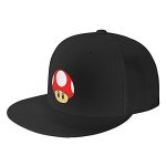 PEVNMXA Shapely Mushroom Flat Invoice Snapback Hat Black Baseball Cap for Females Males Boys Trucker Hats Adjustable