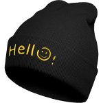 Nueasrs Adorable Smiley Face Beanie Hats for Males and Females, Iciness Heat Stretchable Slouchy Knit Hat, Comical Hi there Cap Sad