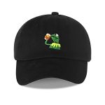Baseball Cap Kermit The Frog Sipping Tea Model Trucker Hat Unisex Starting up air Adjustable Strapback Cap Sad