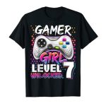 Gamer Woman Diploma 7 Unlocked Video Sport seventh Birthday T-Shirt