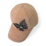 Baseball Caps for Ladies folks Bling Rhinestone Letters, Fox, Butterfly Decoration Thick Ladies Caps for Autumn Winter Spring (Butterfly-Khaki)